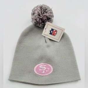 Beanie San Francisco 49ers Grey Pink Pom Winter Hat Cap NEW Football NFL